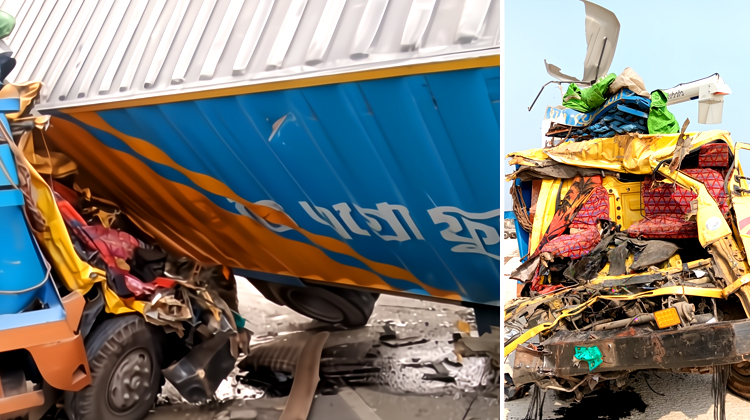 কা‌লিহাতীতে ট্রাক-কাভার্ডভ্যানের মুখোমু‌খি সংঘর্ষে নিহত ১